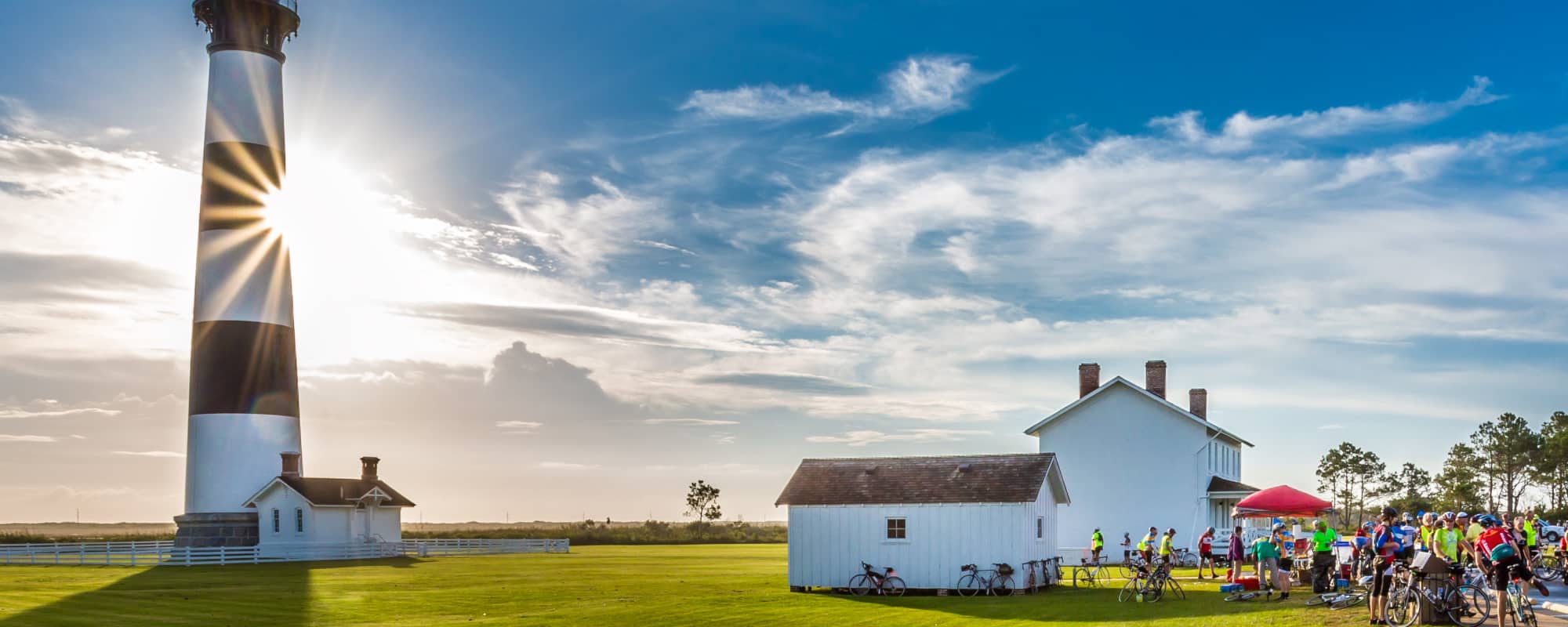 Bodie Island Light House rest stop on the Cycle NCs Mountain to Coast bike ride 2000x800