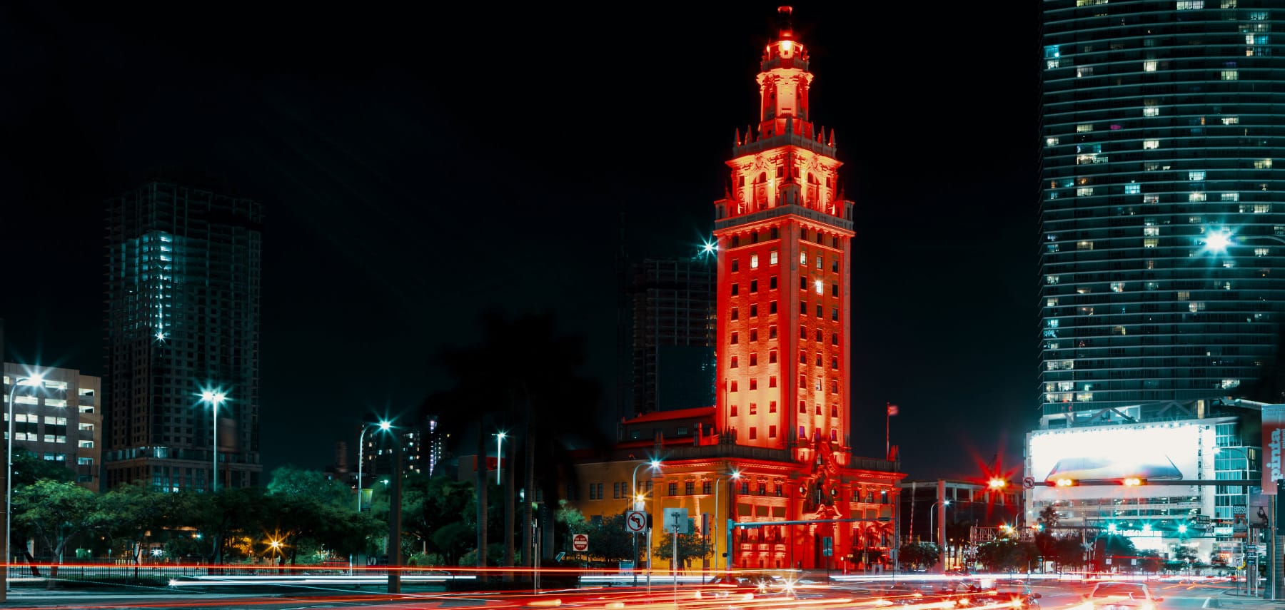 Night Shot - Miami Freedom Tower - Downtown Miami