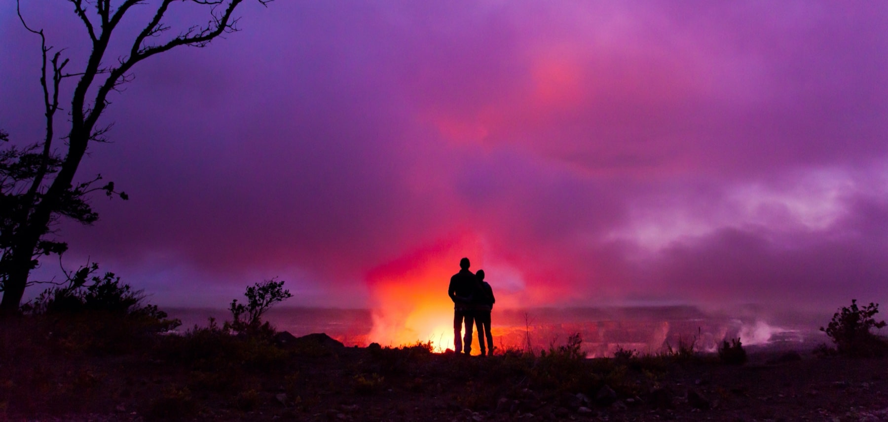 Couple overlook Halemaumau Crater