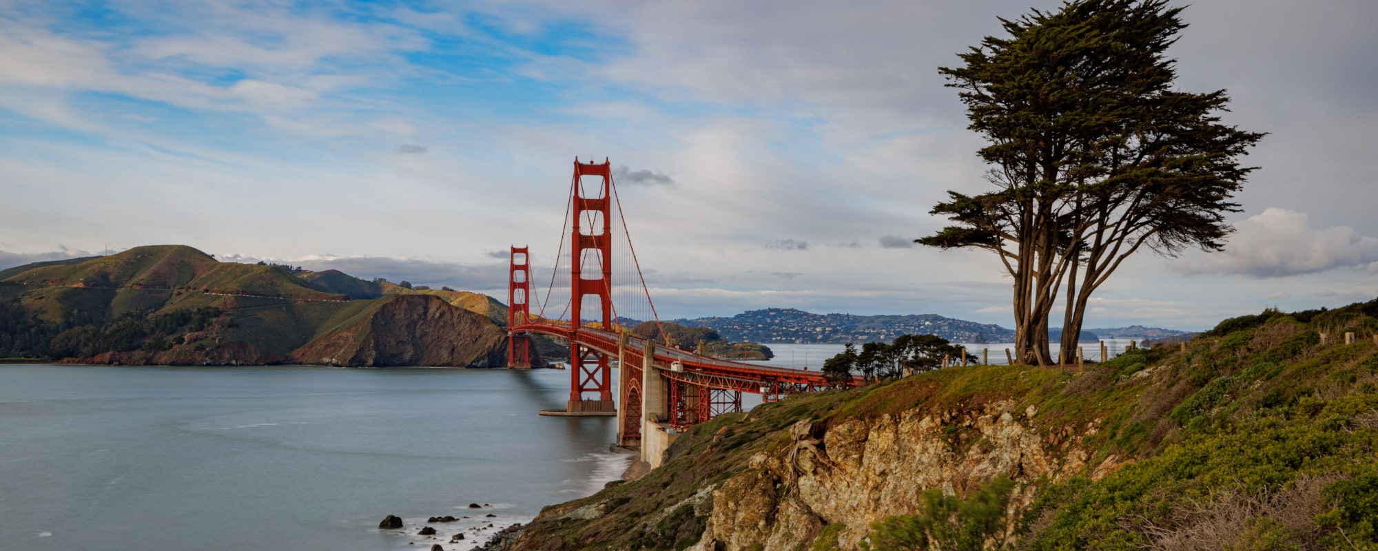 Golden Gate Bridge at the mouth of the San Francisco Bay in California